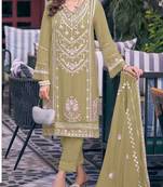 Beige heavy georgette embroidery pakistani suits