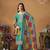 Turquoise color chinon silk salwar suits with chinon silk dupatta