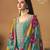 Turquoise color chinon silk salwar suits with chinon silk dupatta