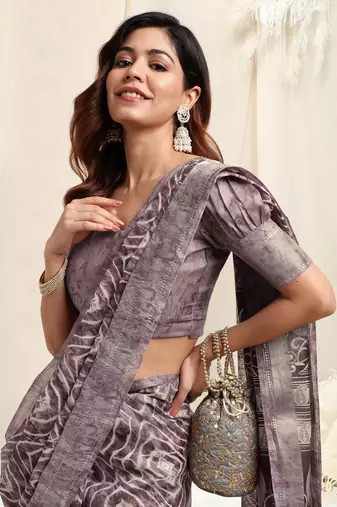 Light wine cotton shibori print paisley woven copper zari border tassels saree with unstitched blouse piece