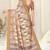 Beige silk jacquard ajrakh print golden zari border saree with unstitched blouse piece