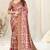 Pink silk jacquard colorblock print copper zari border saree with unstitched blouse piece