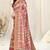 Pink silk jacquard colorblock print copper zari border saree with unstitched blouse piece