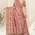 Pink silk jacquard colorblock print copper zari border saree with unstitched blouse piece