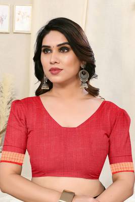 White Cotton Blend Checked Woven Leaf Print Golden Zari Border Saree With Unstitched Blouse Piece 4