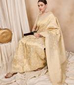 Riva enterprise women's kanjivaram silk blendwoven with golden woven border saree