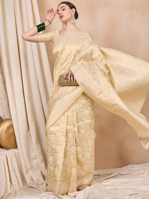 Riva enterprise women's kanjivaram silk blendwoven with golden woven border saree 2
