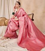 Riva enterprise women's kanjivaram Zari silk woven with golden woven border saree