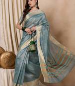 Riva enterprise women's organza fabric with golden woven border saree
