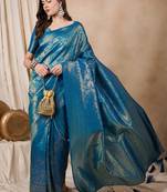 kanjivaram Zari silk woven with golden woven border saree