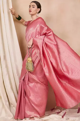 Riva enterprise women's kanjivaram Zari silk woven with golden woven border saree