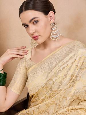 Riva enterprise women's kanjivaram silk blendwoven with golden woven border saree 4