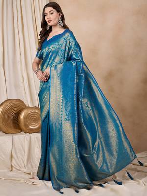 kanjivaram Zari silk woven with golden woven border saree 2