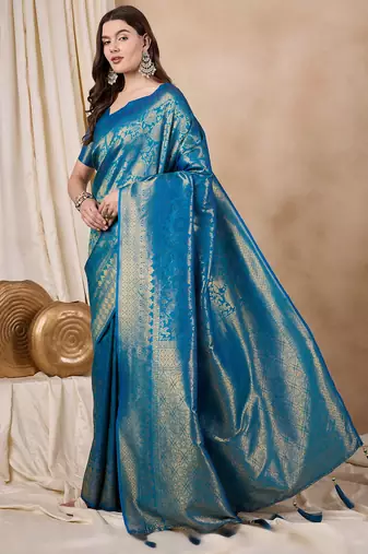 kanjivaram Zari silk woven with golden woven border saree