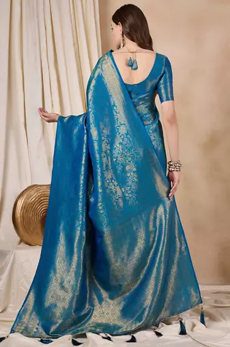kanjivaram Zari silk woven with golden woven border saree