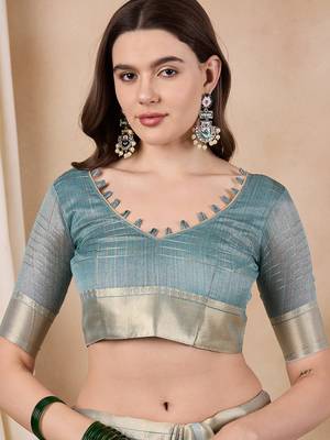 Riva enterprise women's organza fabric with golden woven border saree 5