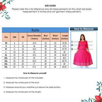 Women'S Plus Size Floral Gold Printed Anarkali Kurti (Pink) 6