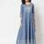 Blue ethnic motif printed with embroidered work cotton anarkali kurta