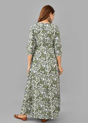 White floral printed with embroidered work rayon anarkali kurta 3