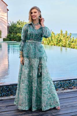 Blue Digital Print Art Silk Free Size Stitched Anarkali  Suit. (Size Upto 42) Free size full stitched Up To 42" Size 1