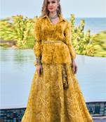 Yellow Digital Print Art Silk Free Size Stitched Anarkali  Suit. (Size Upto 42) Free size full stitched Up To 42" Size