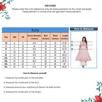 Women'S Plus Size Floral Printed Anarkali Kurti (White) 6