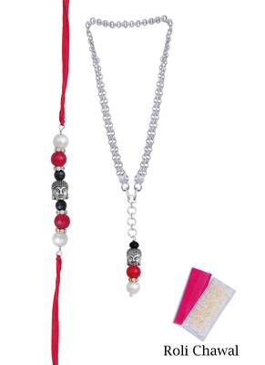 Handmade buddha bead rakhi, combo pearl design collection couple pair rakhi set 1