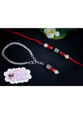 Handmade buddha bead rakhi, combo pearl design collection couple pair rakhi set 2