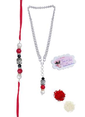 Handmade buddha bead rakhi, combo pearl design collection couple pair rakhi set 4