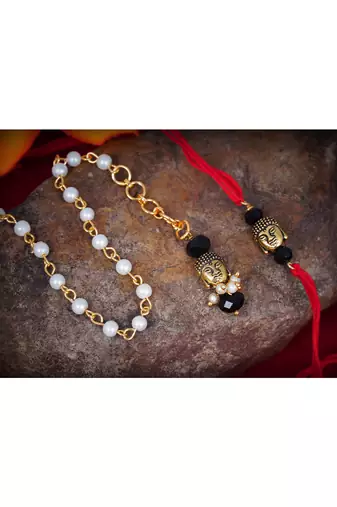 handmade buddha rakhi for brother, combo fancy design collection couple pair rakhi set