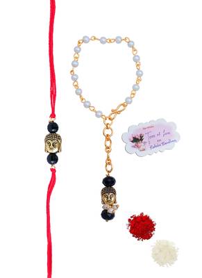 handmade buddha rakhi for brother, combo fancy design collection couple pair rakhi set 4