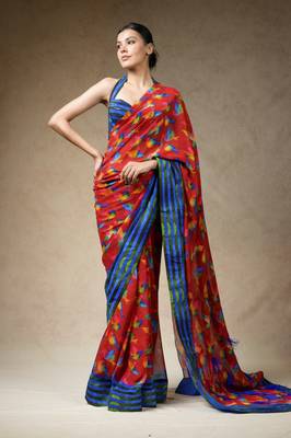 Hand embroidered blouse with Saree 1