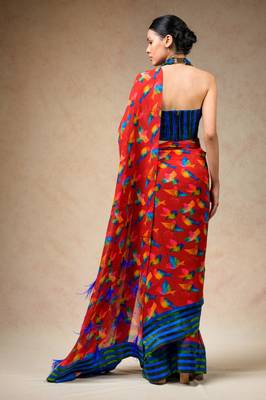 Hand embroidered blouse with Saree 2
