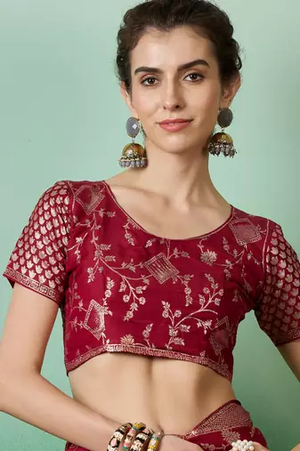 Maroon Ethnic Jacquard c Partywear Ethnic Saree