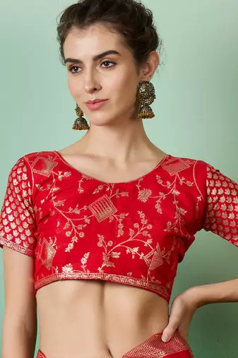 Pink Ethnic Jacquard c Partywear Ethnic Saree