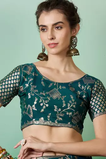 Teal Ethnic Jacquard c Partywear Ethnic Saree