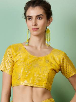 Yellow Ethnic Jacquard c Partywear Ethnic Saree 4
