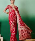 Red Art Silk Partywear Ethnic Woven Meenakari Saree