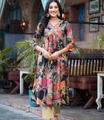 Multy colour beautiful embroidered alia cut kurti for trendy looks in silk blend fabric