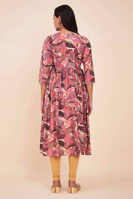Trendy and stylish purple colour silk blend alia cut kurti with designer printed work with smart bollywood style 4