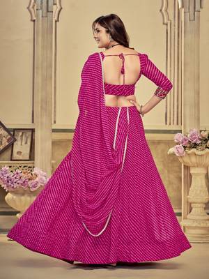 Pink Colour Special Navratri Lehenga Choli For Graceful Garba Festivals With Mirror And Thread Work 3