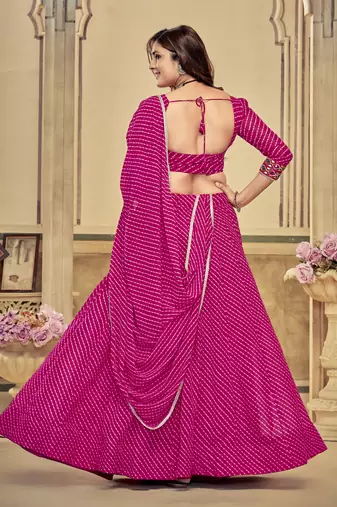 Pink Colour Special Navratri Lehenga Choli For Graceful Garba Festivals With Mirror And Thread Work