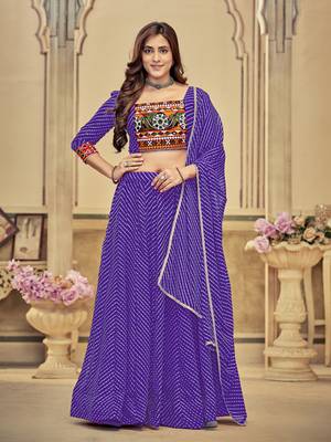 Purple Colour Special Navratri Lehenga Choli For Graceful Garba Festivals With Mirror And Thread Work 1