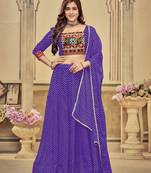 Purple Colour Special Navratri Lehenga Choli For Graceful Garba Festivals With Mirror And Thread Work