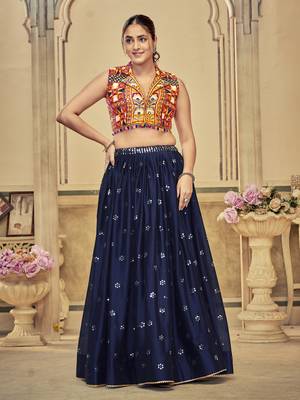 Multy Colour Special Navratri Lehenga Choli For Graceful Garba Festivals With Mirror And Thread Work 1