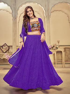 Purple Colour Special Navratri Lehenga Choli For Graceful Garba Festivals With Mirror And Thread Work 3