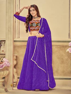 Purple Colour Special Navratri Lehenga Choli For Graceful Garba Festivals With Mirror And Thread Work 4