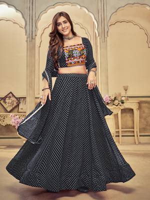 Black Colour Special Navratri Lehenga Choli For Graceful Garba Festivals With Mirror And Thread Work 1