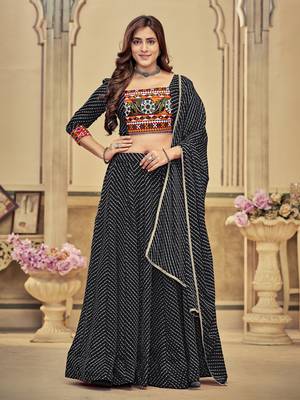 Black Colour Special Navratri Lehenga Choli For Graceful Garba Festivals With Mirror And Thread Work 2