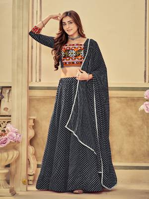 Black Colour Special Navratri Lehenga Choli For Graceful Garba Festivals With Mirror And Thread Work 3